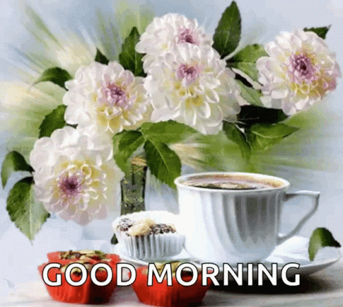 Good Morning With Coffee Flowers
