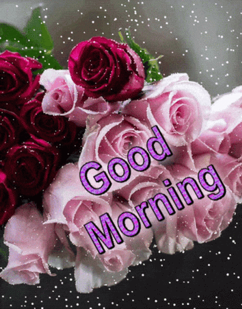 Romantic Good Morning With Sparkling Glitter Flowers