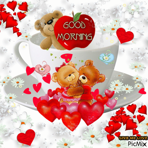 Hugging Teddy Bear Good Morning