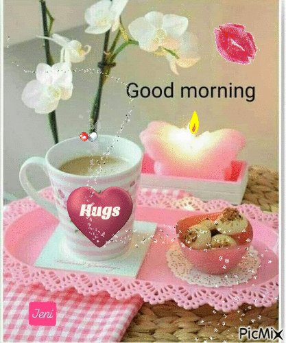 Good Morning Tea With Beautiful Heart And Tasty Cookies